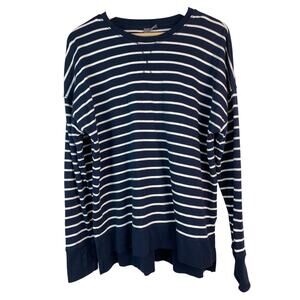 Sweaty Betty Women's 10 Blue White Striped Slit Side Oversized Activewear Top